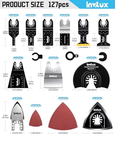 Here's a revised, SEO-friendly product title within 70 characters: 127 Titanium Oscillating Multi-Tool Blade Set for Wood Metal Plastic 2 Here's a revised, SEO-friendly product title within 70 characters:
127 Titanium Oscillating Multi-Tool Blade Set for Wood Metal Plastic - Image 2