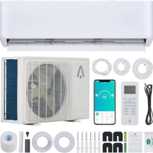 JustSmart 18000 BTU Smart Mini Split AC/Heating System 23 SEER2 Split Inverter Air Conditioner w/Alexa, Cools Rooms up to 1250 Sq. Ft, with Pre-Charged Heat Pump & Installation Kit, 208/230V