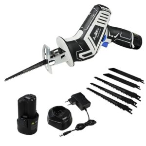 KuAFu 12V Cordless Reciprocating Saw Compatiable with BOSCH Battery,Speed 3000SPM, with 2000 mAh Battery and Fast Charger,5Pcs of Saw Blades for Wood/Metal/PVC
