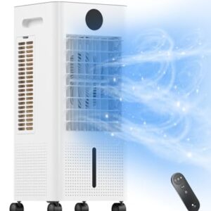 Portable Air Conditioner, Evaporative Air Cooler Windowless with Remote, 3 Speeds, 12H Timer, Oscillating Swamp Cooler for Bedroom, Living Room, Ivory