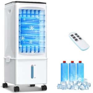 Portable Air Conditioners, 3-IN-1 Evaporative Air Cooler, 2.5 Gal Fast Cooling Portable AC Unit w/Remote & Timer, 3 Speed Quiet Swamp Cooler, Windowless Air Conditioner Fan for Room Office Garage