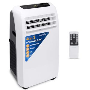 SereneLife Small Air Conditioner Portable 12,000 BTU with Built-in Dehumidifier + Heat - Portable AC unit for rooms up to 550 sq ft - Remote Control, Window Mount Exhaust Kit