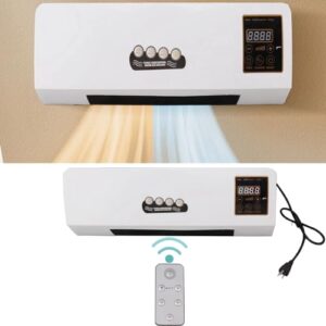 Wall Mounted Heater, 120mah Portable Air Conditioner with Heater, Dual Use Mobile Air Conditioner and Heater Combo with Built in Battery Remote Control (US Plug 110v) (With Print)