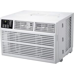 Whirlpool WHHW182BW 18,000 230V Air Conditioner with Supplemental Heat, Window Mounted AC Unit with Heater for Apartment, Living, Bedroom, Large Rooms up to 1000 Square Feet, 18000 BTU, White