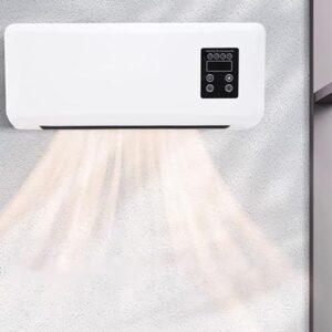 2024 New 2 in 1 Portable Mini Smart Air Conditioner - Smart AC with Air Curtain Fan and Wall Mounted Split Heating System, Remote Control, Home Office (White)