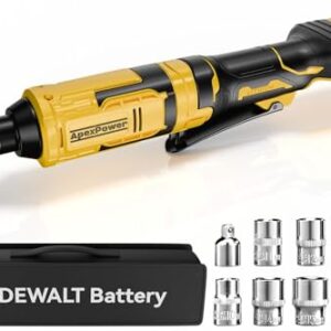 3/8 Inch Cordless Ratchet Wrench, for DEWALT 20V Max Battery, 88Ft-Lbs, 0-400RPM Variable Speed Trigger, Reinforced Head, R&F Switch, 7 Sockets, 3/8" to 1/4" Adapter, 3" Extension Bar