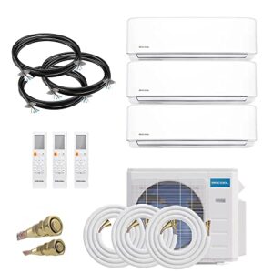 27k BTU 22 SEER Multi-Zone MrCool DIY 3 Zone Ductless Heat Pump Split System 4th Generation - 9k+9k+12k