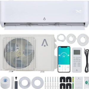 Takywep 9000 Btus Mini Split Air Conditioner & Heater, 23 SEER2 Wall Mount AC Unit w/Heat Pump, Split AC Unit Ductless Inverter System, Cools Rooms up to 500 Sq. Ft. Wifi Enabled & Installation Kit