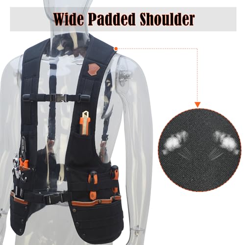 Premium Leather Carpenter Tool Vest - Heavy Duty Work Vest with Multiple Pockets 4 Premium Leather Carpenter Tool Vest - Heavy Duty Work Vest with Multiple Pockets - Image 4