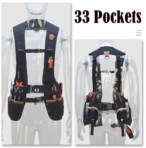 Premium Leather Carpenter Tool Vest - Heavy Duty Work Vest with Multiple Pockets 5 Premium Leather Carpenter Tool Vest - Heavy Duty Work Vest with Multiple Pockets - Image 5