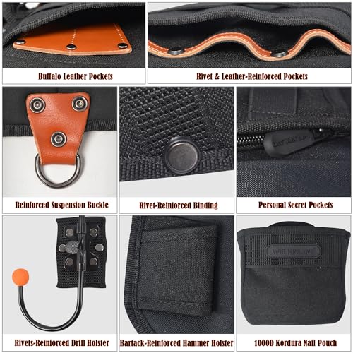 Premium Leather Carpenter Tool Vest - Heavy Duty Work Vest with Multiple Pockets 7 Premium Leather Carpenter Tool Vest - Heavy Duty Work Vest with Multiple Pockets - Image 7