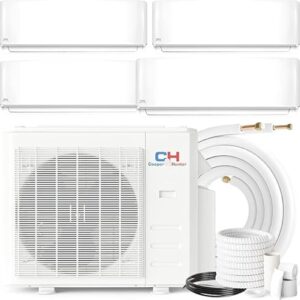 Cooper & Hunter 4 Zone Mini Split AC/Heating System 9,000 9,000 9,000 9,000 BTU Wall Mount With 25ft Installation Kits