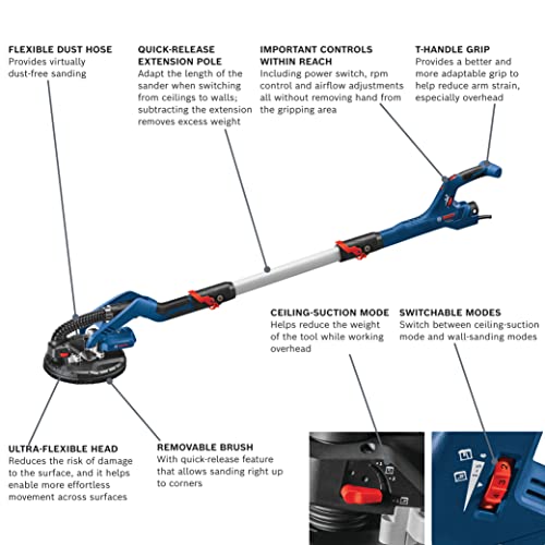 Bosch Pro Drywall Sander Kit | 9" Variable Speed | Extendable Handle 2 Bosch Pro Drywall Sander Kit | 9" Variable Speed | Extendable Handle - Image 2