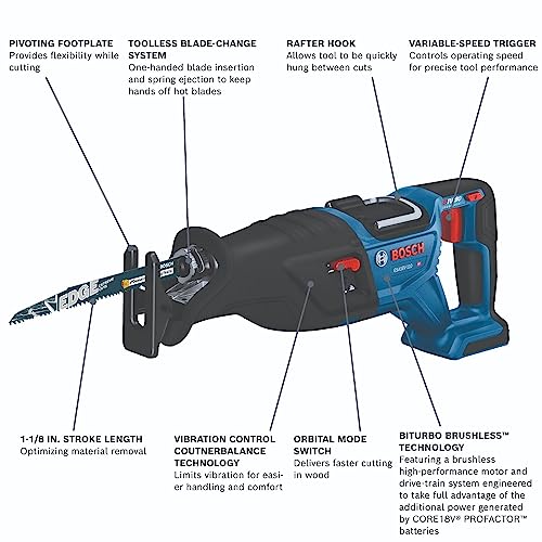Bosch 18V PROFACTOR Cordless Reciprocating Saw - Brushless Compact Power Tool 2 Bosch 18V PROFACTOR Cordless Reciprocating Saw - Brushless Compact Power Tool - Image 2