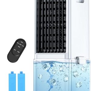 COOLECH Portable Air Conditioners w/Remote, 4 Modes & 3 Speeds, Waterless Alert System & 2.4-Gal Tank for 20H Cooling, 12H Timer for Auto Off, 3-IN-1 Evaporative Air Cooler for Room Bedroom Office