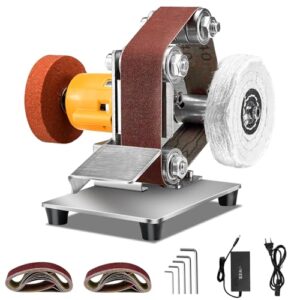 Mini Belt Sander, 7 Adjustable Speeds Electric Knife Sharpener, Stationary Belt Sander for Metal Wood DIY Crafts, Tools & Knife Sharpening