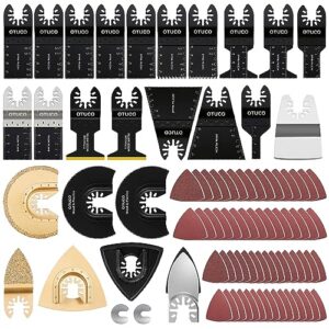 OTUCO 87 Pcs Oscillating Saw Blades, Wood Metal Cutting Multitool Bi-Metal Blades Quick Release Tool Blades Kits Fit for Dewalt, Makita, Ryobi, Rockwell