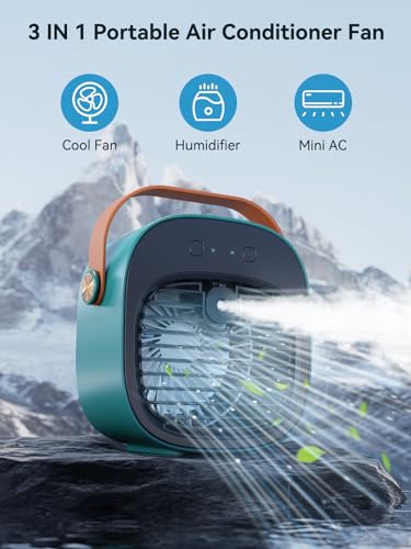 Rechargeable Portable AC Mini Cooler - Personal Cooling Fan, 3 Speeds, 10hr Battery 2 Rechargeable Portable AC Mini Cooler - Personal Cooling Fan, 3 Speeds, 10hr Battery - Image 2