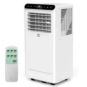 Portable Air Conditioners 8000 BTU, Quiet 3-in-1 Portable AC Unit with Remote Control, Dehumidifier and Timer, Energy Efficient Air Conditioner for Home and Office Spaces, White & Black