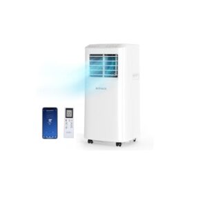 ROVSUN WiFi Enabled Smart 8000 BTU Portable Air Conditioner with Remote & APP Control, 3-in-1 Cooler, Dehumidifier & Fan, Powerful Room Mobile AC Unit with Rolling Wheels & Easy Installation Kit