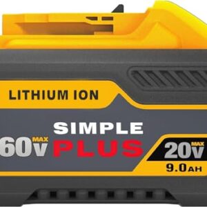 Simple Plus+ Replace for Dewalt 20V/60V 9.0AH MAX Lithium Ion Battery (DCB606) Compatible with Dewalt 20V 60V 120V MAX Cordless Power Tool and Original Chargers