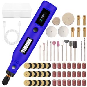 TIMZIXX Mini Cordless Rotary Tool Kit, 3-Speed Working Screen Diaplay Sander with 71 Accessories, Multi-Purpose 3.7V Power Mini Grinder for Sanding, Polishing, Engraving and Small DIY Crafts