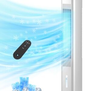 Windowless Portable Air Conditioners, 35" Evaporative Air Cooler w/1.2L Water Tank, 3 Ice Packs, 7H Timer, 60° Swing, No Hose No Window Needed, 3-IN-1 Portable AC Unit for Room Bedroom, Cream