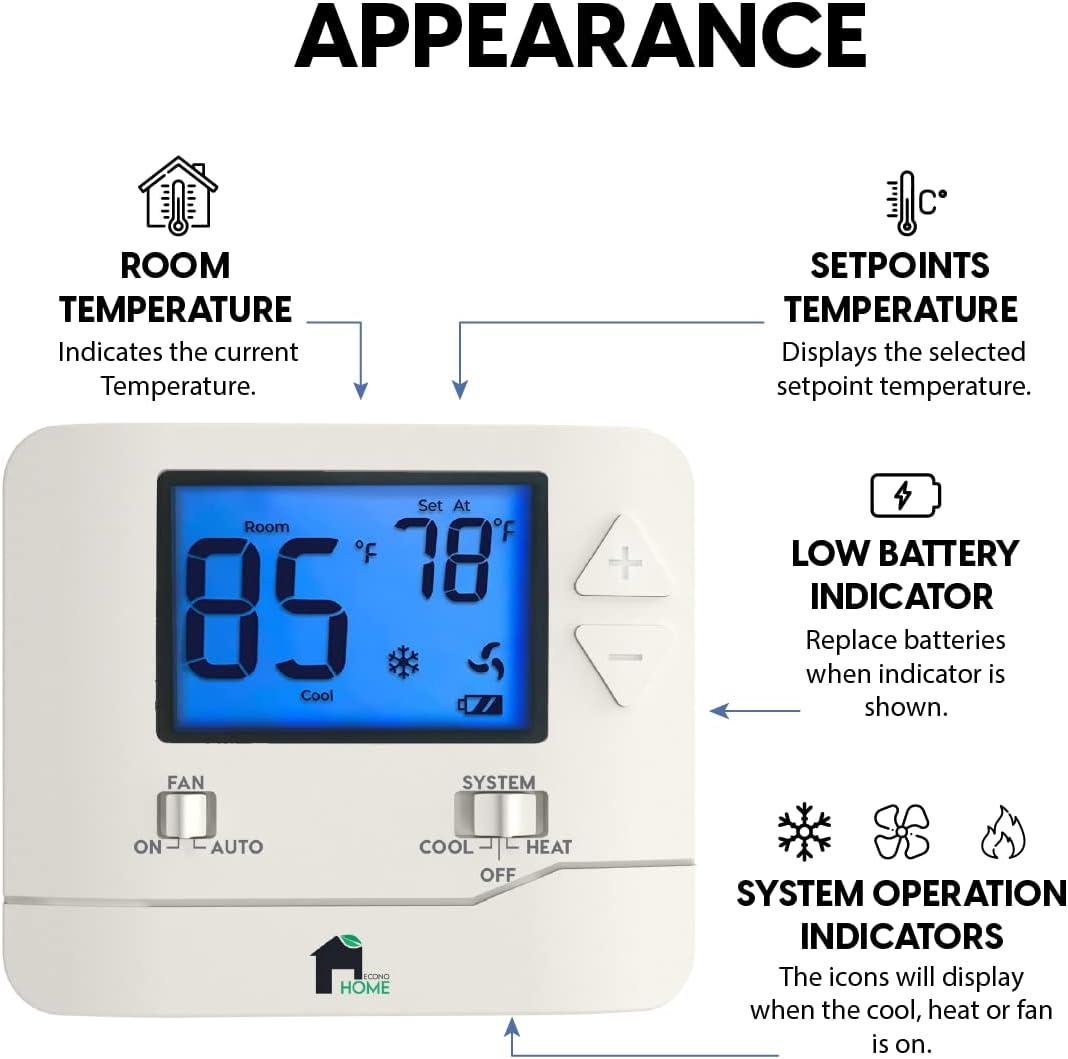 EconoHome Digital Thermostat: Simple Control ⁢for‌ Year-Round Comfort