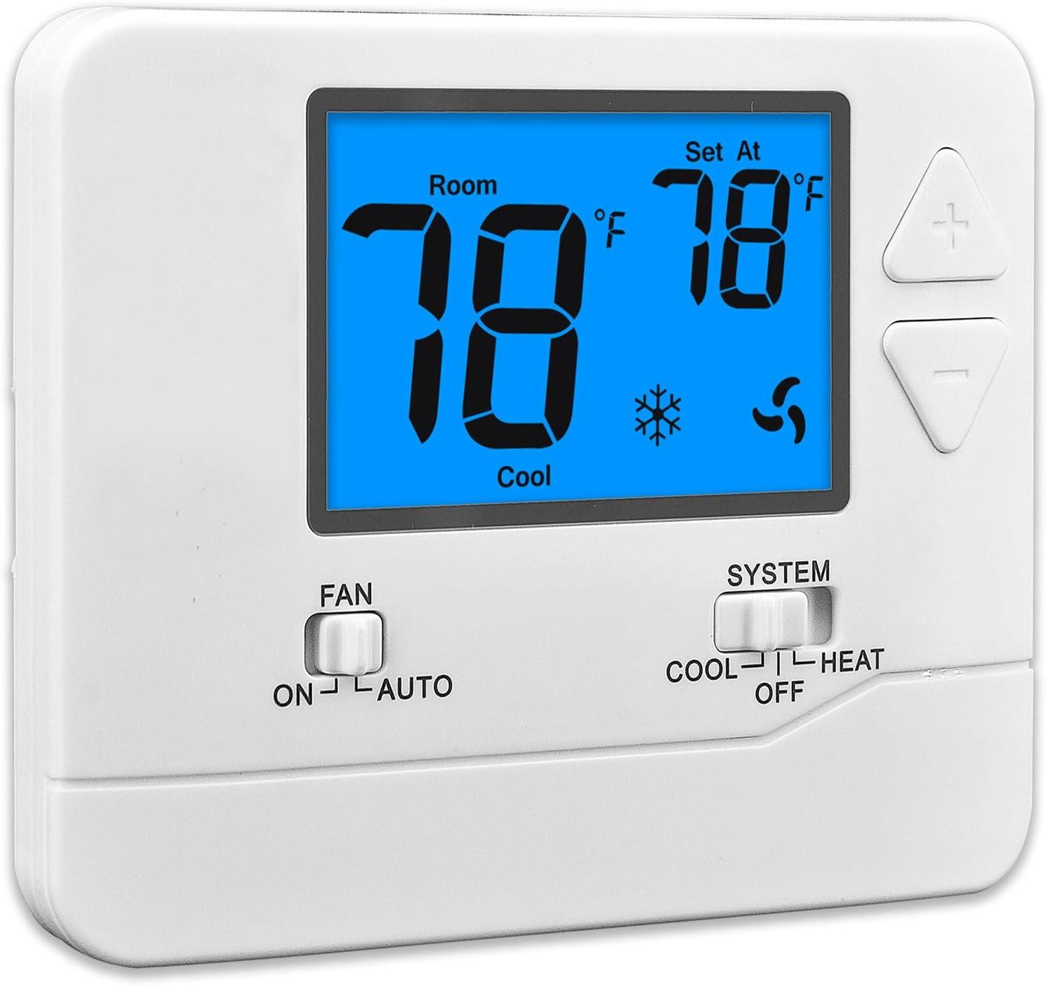 Simplicity at Its Finest: Why This Blue Backlit Non-Programmable Thermostat is Perfect for Basic Home Systems