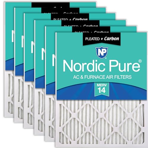 Nordic Pure 12x24x1 (11 1/2 x 23 1/2 x 3/4) Pleated Air Filters MERV 14 Plus Carbon 6 Pack