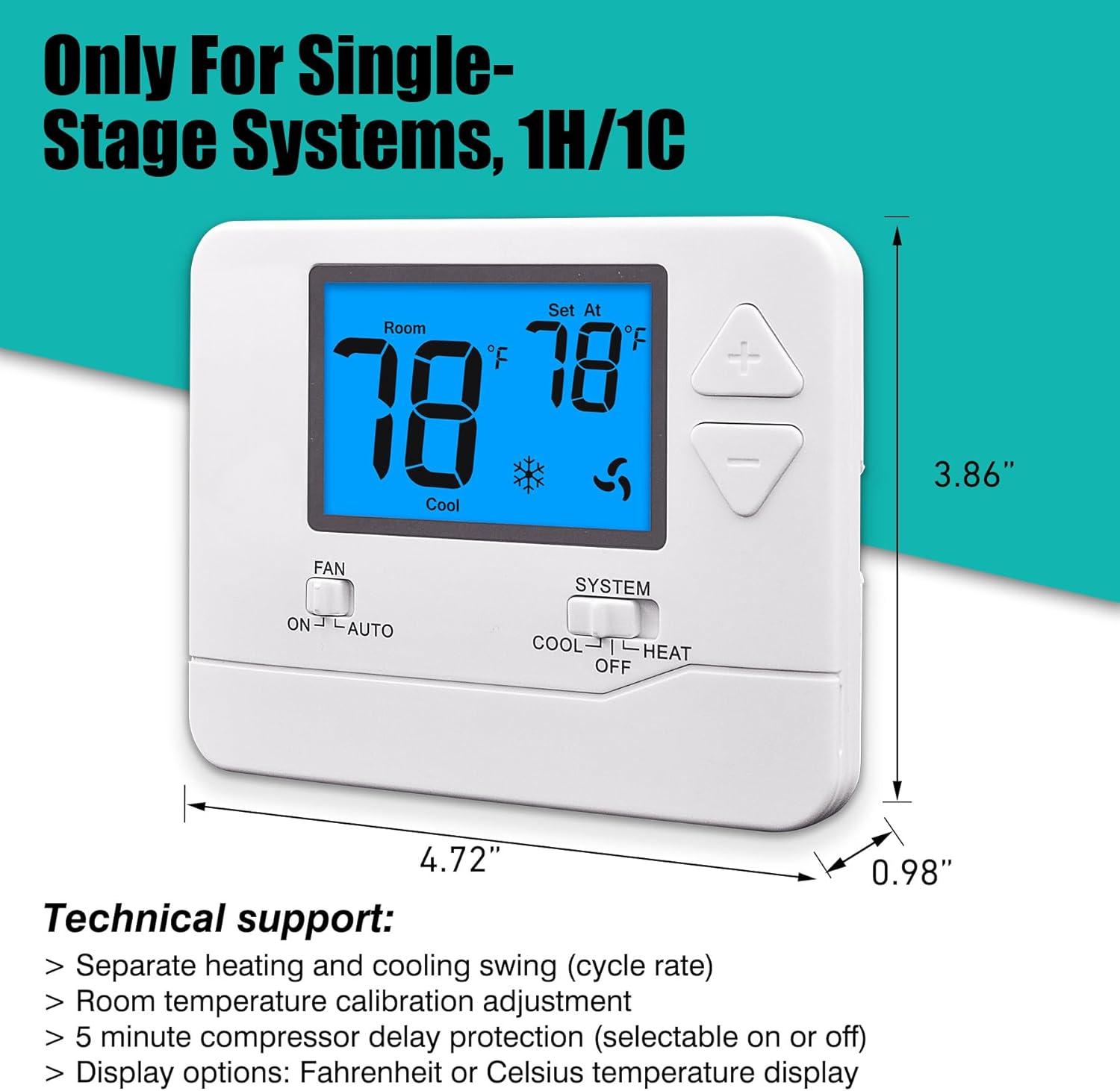 Simplicity at Its Finest: Why This Blue Backlit Non-Programmable Thermostat is Perfect for Basic Home Systems 2 Simplicity at Its Finest: Why This Blue Backlit Non-Programmable Thermostat is Perfect for Basic Home Systems