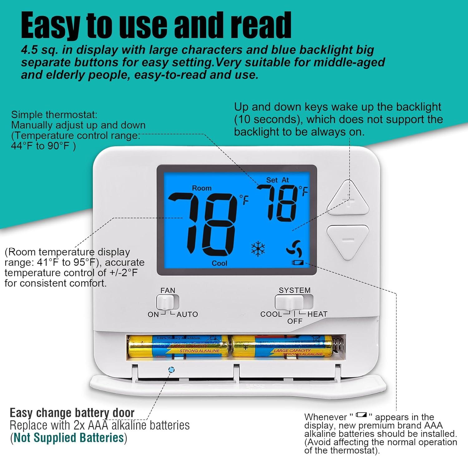 Simplicity at Its Finest: Why This Blue Backlit Non-Programmable Thermostat is Perfect for Basic Home Systems 4 Simplicity at Its Finest: Why This Blue Backlit Non-Programmable Thermostat is Perfect for Basic Home Systems