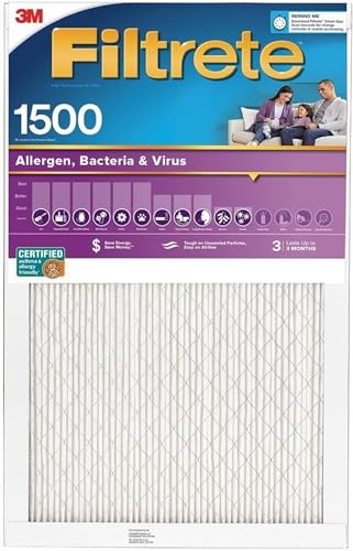 Filtrete 2001-4-HR 16x25 x 1 in. Ultra Allergen Pleated Furnace Air Filter, Purple, MPR 1500, 3 Months - Quantity 4
