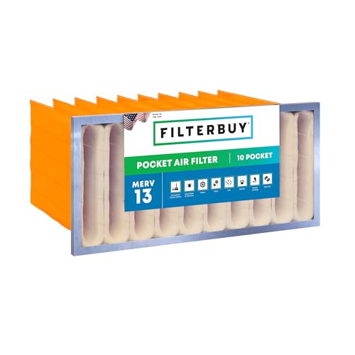 Filterbuy 12x24x12 10-Pocket Air Filter MERV 13 HVAC Replacement (1-Pack)