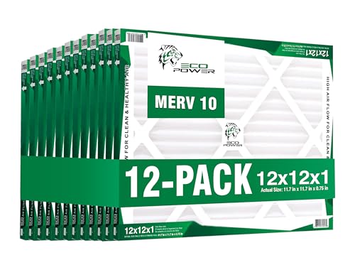 12x12x1 Air Filter MERV 10 (12-Pack) - Pleated Air Conditioner HVAC AC Furnace Air Filters Replacement, SB13105 (12x12x1 12-Pack)