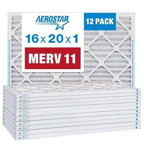 16x20x1 AC and Furnace Air Filter by Aerostar - MERV 11, Box of 12