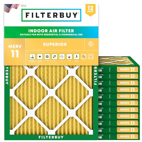 Filterbuy 29x30x1 Air Filter MERV 11 Superior Pet & Allergy Defense (12-Pack), Electrostatic Pleated HVAC AC Furnace Filters Replacement, Made in USA (Actual Size: 29.00 x 30.00 x 0.75)